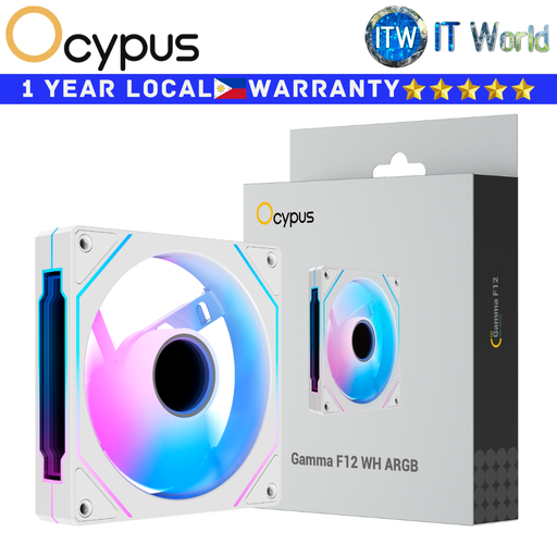 [GAMMA-F12-WH1AM00X-GL] Ocypus PC Fan Gamma F12 ARGB Hydraulic Bearing 4-Pin PWM Fan (White) (White)