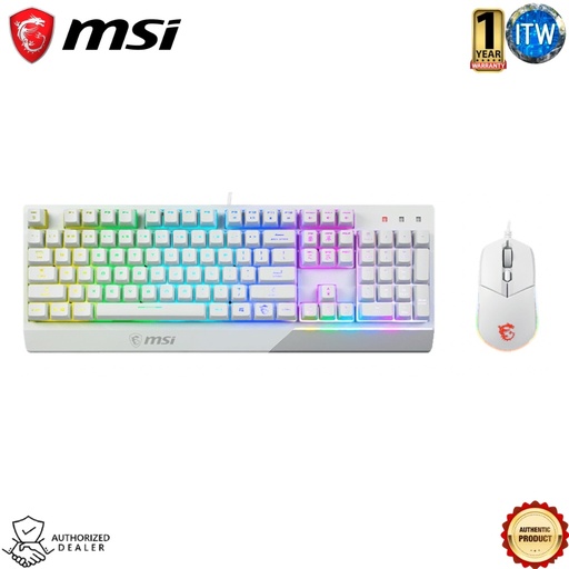 [GK30 White] MSI Vigor GK30 Keyboard and Clutch GM11 White Gaming Mouse Combo