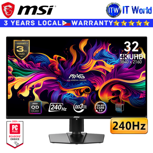 [MAG 321UPX QD-OLED] MSI Gaming Monitor MAG 321UPX QD-OLED 31.5&quot; 3840x2160 (UHD) / 240Hz / 0.3ms GTG Adaptive-Sync