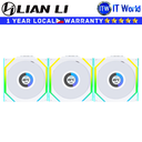 Lian Li Computer PC Fan Uni Fan SL Wireless LCD 120 3-in-1 Triple Fan White (G99.12SLLCD1W3W.00)