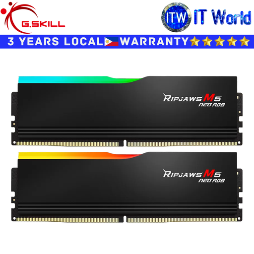 [F5-6000J3036F24GX2-RM5NRK] G.Skill DDR5 RAM 48GB (24GBx2) 6000Mhz Ripjaws M5 Neo RGB UDIMM (F5-6000J3036F24GX2-RM5NRK)