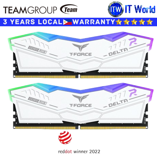 [FF4D532G6000HC30DC01] Teamgroup DDR5 RAM 32B (16GBx2) 6000Mhz Delta RGB Desktop Memory White (FF4D532G6000HC30DC01)