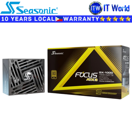 [SRP-FGX102-A5A32SF] Seasonic PSU 1000W Power Supply Unit Focus GX-1000 ATX 3 80+ Gold Full Modular Black (SRP-FGX102-A5A32SF) (Black)