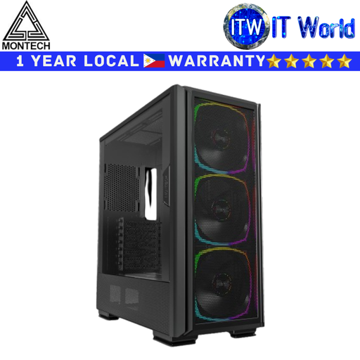 [Sky Two GX Black] Montech Computer PC Case Sky Two GX Airflow-Focused (Black) (Black)