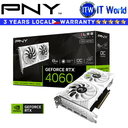 PNY RTX 4060 8GB GDDR6 XLR8 Gaming Verto OC White Geforce Graphic Card (VCG40608DFWXPB1-O)