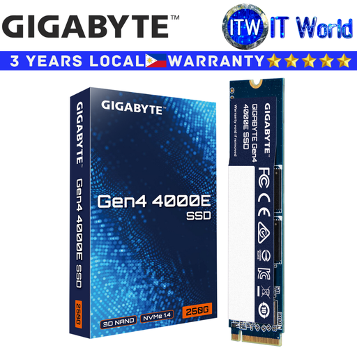 [GP-G440E250G] Gigabyte 250GB M2 NVMe SSD M.2 NVMe SSD Gen4 4000E PCIe 4.0x4 M.2 2280 Internal (GP-G440E250G) (250GB)
