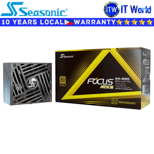 [SRP-FGX851-A5A32SF] Seasonic PSU 850W Power Supply Unit Focus GX-850 ATX 3 80+ Gold Fully Modular (Black) (Black)