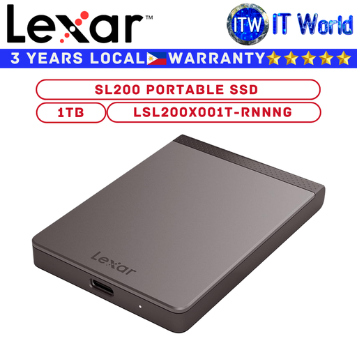[LSL200X001T-RNNNG] Lexar 1TB Portable SSD SL200 up to 550MB/s Read, 400MB/s Write External Solid-State Drive (LSL200X001T-RNNNG) (1TB)