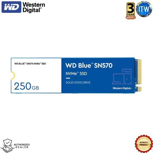 [WDS250G3B0C-00AZN0] Western Digital Blue SN570 250GB NVMe M.2 2280 PCIe 3.0x4 Internal SSD (WDS250G3B0C)