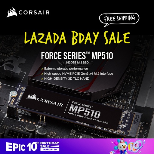 [MP510 960GB] CORSAIR Force Series™ MP510 960GB NVMe PCIe Gen3 x4 M.2 Internal Solid State Drive