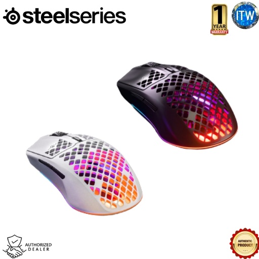 [62608] ITW | Steelseries Aerox 3 Wireless RGB White 2.4Ghz / Bluetooth 5.0 Connection Optical Gaming Mouse (White)