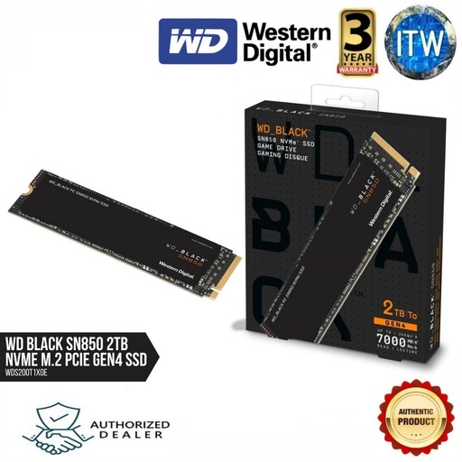 [WDS200T1X0E] Western Digital WD BLACK SN850 NVMe M.2 2280 2TB PCI-Express 4.0 x4 3D NAND Internal Solid State Drive (SSD) | WDS200T1X0E (Black, 2TB)