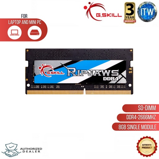 [F4-2666C19S-8GRS] GSKILL Ripjaws DDR4 SO-DIMM F4-2666C19S-8GRS