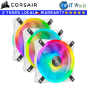 Corsair iCUE QL120 RGB 120mm PWM White Fan — Triple Fan Kit with Lighting Node CORE (CO-9050104-WW)