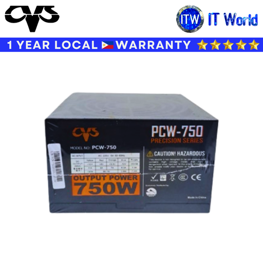 [PCW-750] CVS Power Supply PCW-750W Standard ATX 120mm Fan Black PSU (PCW-750)