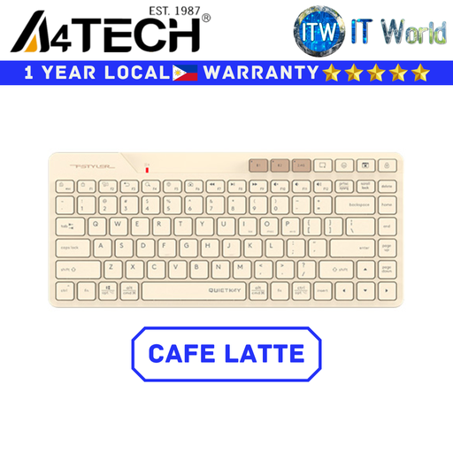 [FBK 26C AS BT Cafe] A4Tech Keyboard FBK26C AS Black/Cafe Latte Fstyler Collection Bluetooth & 2.4G Keyboard | itw