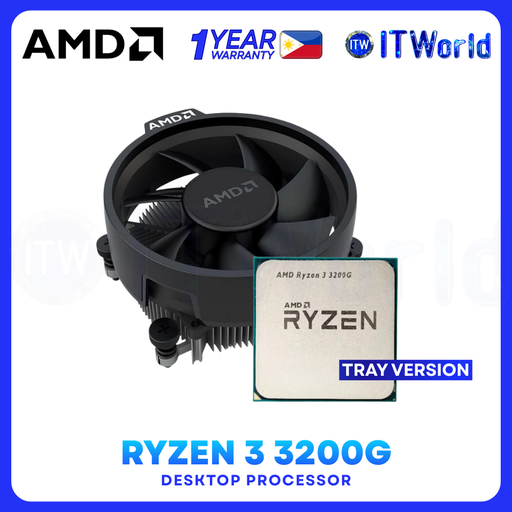 [AMD Ryzen 3 3200G Tray Type (1Y)] AMD Ryzen 3 3200G CPU - 4-Core 3.6GHz Up to 4.0GHz with Radeon Vega 8 Graphics Desktop Processor - Tray Type With Cooling Fan