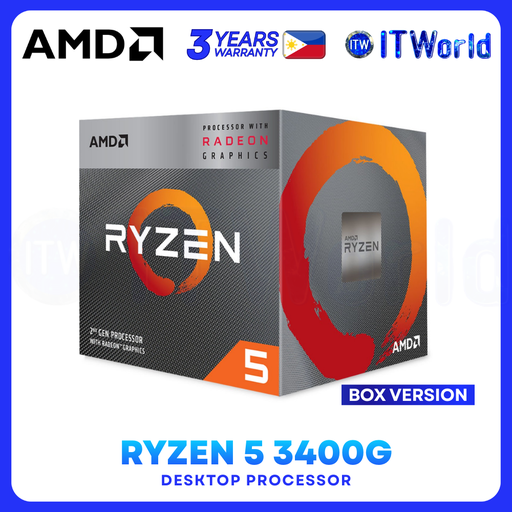 [AMD Ryzen 5 3400G 3Y PH] AMD Ryzen 5 3400G CPU - 4-Core 8-Thread Up to 4.2GHz with Radeon RX Vega 11 Desktop Processor - Box