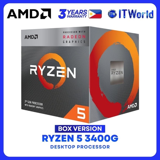 [R5 3400G BOX 3Y] AMD Ryzen 5 3400G 4Cores 8Threads Desktop Processor - Box