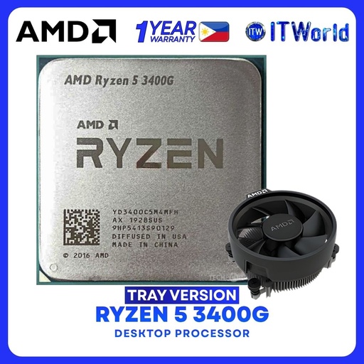 [R5 3400G MPK 1Y] AMD Ryzen 5 3400G 4Cores 8Threads Desktop Processor - Tray Type