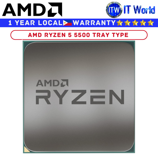 [R5 5500 TRAY MPK 1Y] AMD Ryzen 5 5500 6 Cores 12 Threads Desktop Processor (Tray Type)