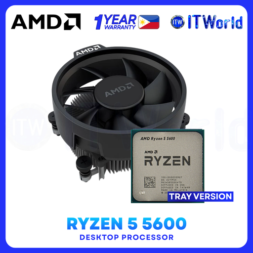 [Ryzen 5 5600 Tray Type (1Y)] AMD Ryzen 5 5600 CPU - 6 Cores 12 Threads Up to 4.4GHz Desktop Processor