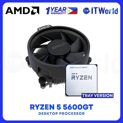 [R5-5600GT-TRAY-1Y] AMD Ryzen 5 5600GT CPU - 6C/12T up to 4.6GHz / Vega 7 / AM4 Desktop Processor With Cooler Fan