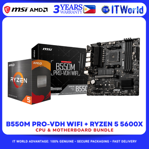 [Ryzen 5 5600X and MSI B550M PRO-VDH WIFI] AMD Ryzen 5 5600X Processor with MSI B550M PRO-VDH WIFI Motherboard Bundle