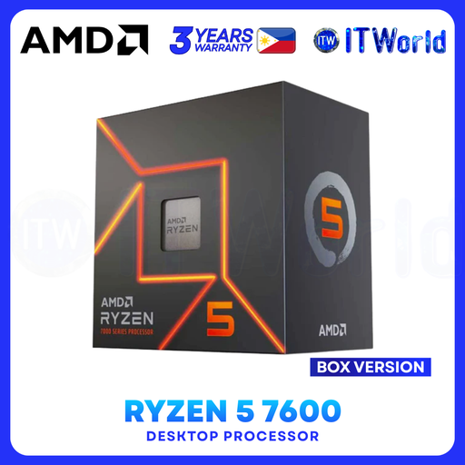[R5-7600-3Y] AMD Ryzen 5 7600 - 6 Cores, 12 Threads CPU / Zen 4 / Up to 5.1GHz AM5 Gaming Processor - Box Version