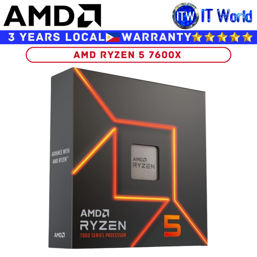 [AMD RYZEN 5 7600X 3Y PH] AMD Ryzen 5 7600X 6 Cores 12 Threads Desktop Processor without Cooler (Box)