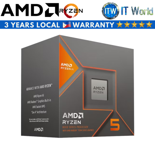 [AMD RYZEN 5 8600G 3Y PH] AMD Ryzen 5 8600G 6-Cores 12-Thread Desktop Processor with Wraith Stealth Cooler