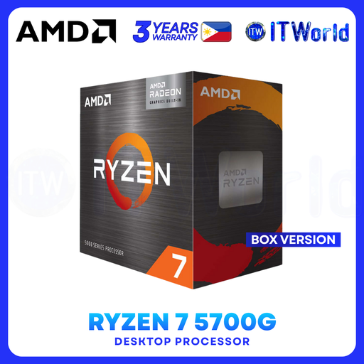 [AMD Ryzen 7 5700G 3Y PH] AMD Ryzen 7 5700G CPU - 8 Cores / 16 Threads up to 4.6GHz / Radeon Graphics Desktop Processor - Box
