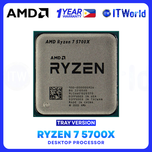 [R7-5700X-TRAY-1Y] AMD Ryzen 7 5700X 8 Cores 16 Threads Up to 4.6GHz AM4 Gaming CPU - Tray Type 