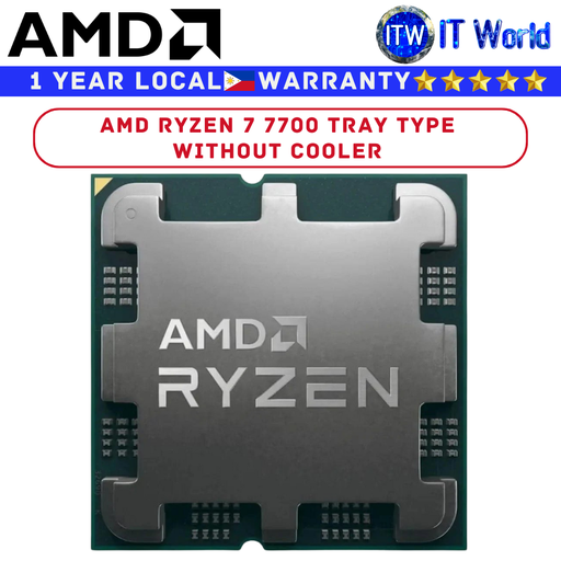 [Ryzen 7 7700 Tray Type (1Y)] AMD Ryzen 7 7700 8 Cores 16 Threads Processor (Tray Type without cooler)