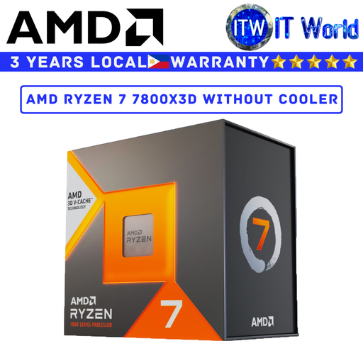 [AMD RYZEN 7 7800X3D 3Y PH] AMD Ryzen 7 7800X3D 8 Cores 16 Threads Desktop Processor without Cooler (Box)