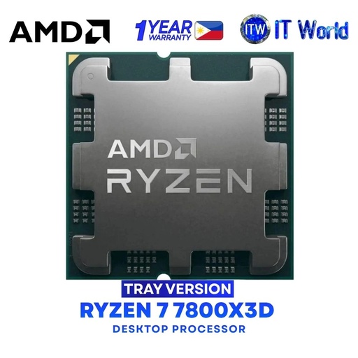 [R7 7800X3D TRAY 1Y] AMD Ryzen 7 7800X3D 8-Cores 16-Threads Desktop Processor without Cooler - Tray Type