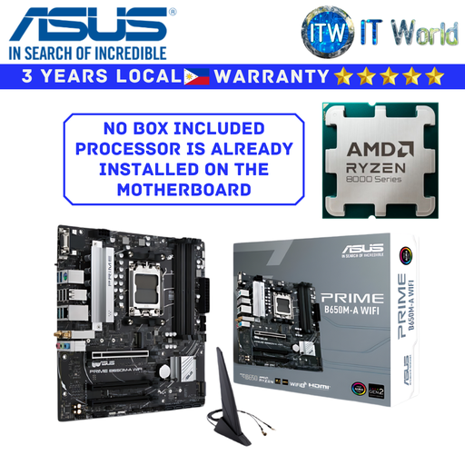 [ASUS PRIME B650M-A Wifi/RYZEN 7 8700F TRAY TYPE] AMD Ryzen 7 8700F Tray Type Processor with Asus Prime B650M-A WiFi Motherboard Bundle