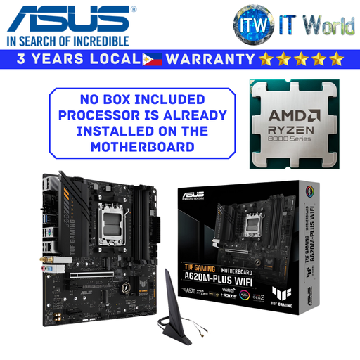 [A620M-PLUS WIFI/RYZEN 7 8700F TRAY TYPE] AMD Ryzen 7 8700F Tray Type Processor with Asus TUF Gaming A620M-Plus WiFi Motherboard Bundle