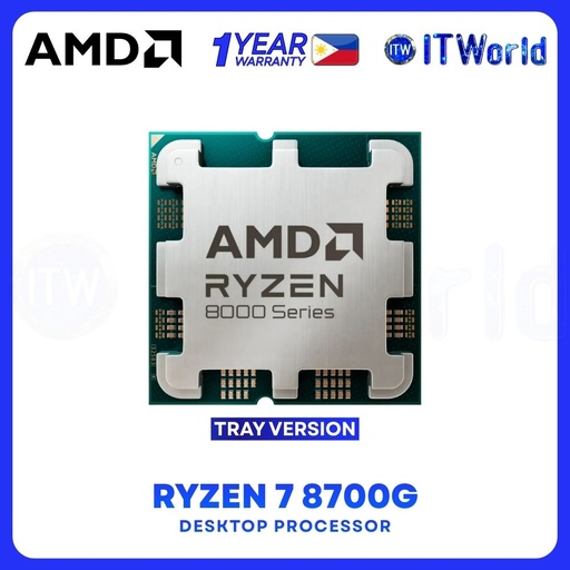 [R7-8700G-TRAY-TYPE-1Y] AMD Ryzen 7 8700G Desktop Processor - 8 Cores / 16 Threads / Up to 5.1GHz / Radeon 780M iGPU / AM5