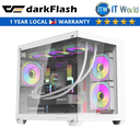 Darkflash C285MP Exquisite mATX Tempered Glass Panoramic Side Transparent PC Case (White)