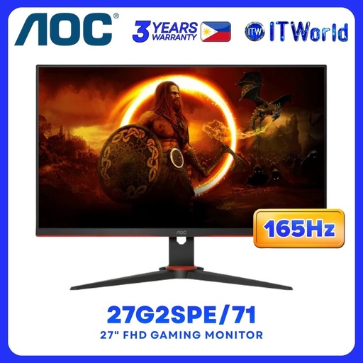 [27G2SPE/71] AOC 27G2SPE/71 27" 1920×1080 FHD IPS 165Hz 1ms Adaptive Sync DP/HDMI Gaming Monitor