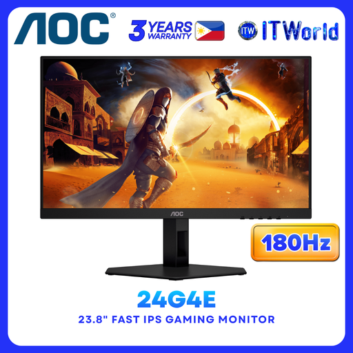 [AOC 24G4E] AOC 24G4E 23.8” FHD IPS 180Hz 1ms HDR10 3-Sided Frameless Gaming Monitor itw