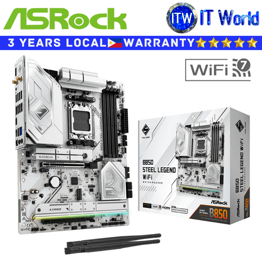[B850 STEEL LEGEND WIFI] ASRock Motherboard B850 Steel Legend Wifi ATX AM5 DDR5