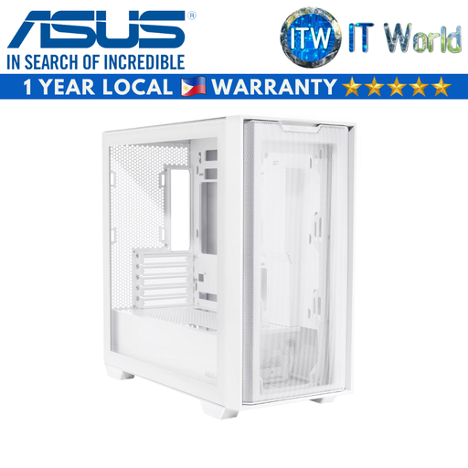 [ASUS A21 WHITE] ASUS A21 micro-ATX Tempered Glass Gaming PC Case (White)