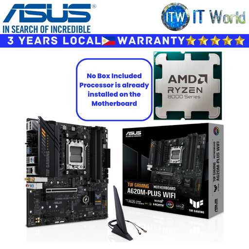 [A620M-PLUS WIFI/RYZEN 5 8400F TRAY TYPE] ASUS Bundle Ryzen Motherboard AMD 5 8400F Tray Type with TUF Gaming A620M-Plus Wifi