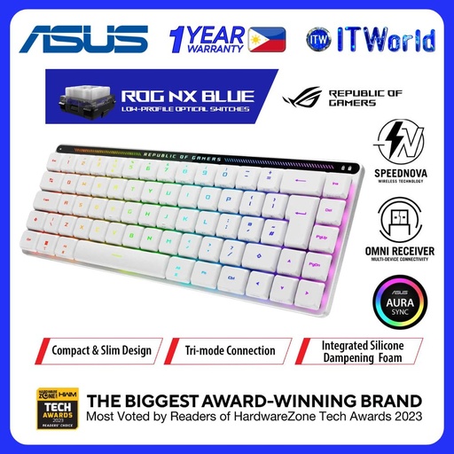 [M603 FALCHION LP WL WHITE (RX BLUE)] ASUS M603 ROG Falchion RX Low Profile Gaming Wireless Keyboard White - Blue Switch