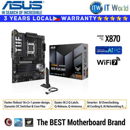 [TUF GAMING X870-PLUS WIFI] ASUS Motherboard TUF Gaming X870-Plus Wifi ATX AM5 DDR5