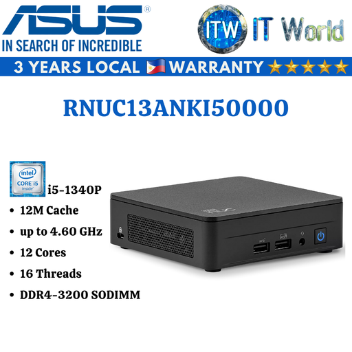 [NUC13ANKI5] ASUS NUC 13 Pro Kit NUC13ANHi5 i5-1340P Slim Barebone System Arena Canyon (RNUC13ANKI50000)