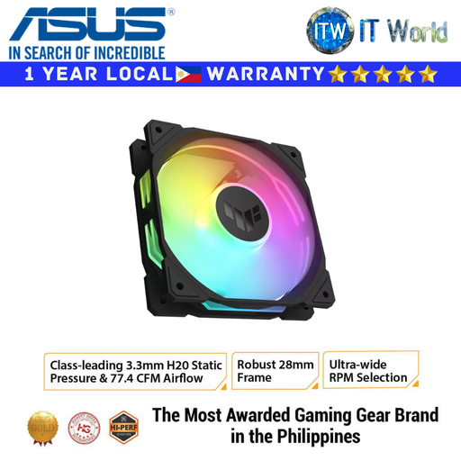 [TR120 ARGB BLACK 1 PACK] ASUS PC Fan TUF Gaming TR120 120mm ARGB Fan - Single Pack (Black)