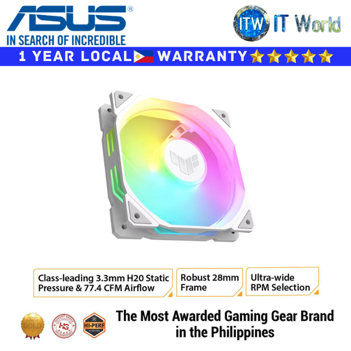 [TR120 ARGB WHITE 1 PACK] ASUS PC Fan TUF Gaming TR120 120mm ARGB Fan - Single Pack (White)